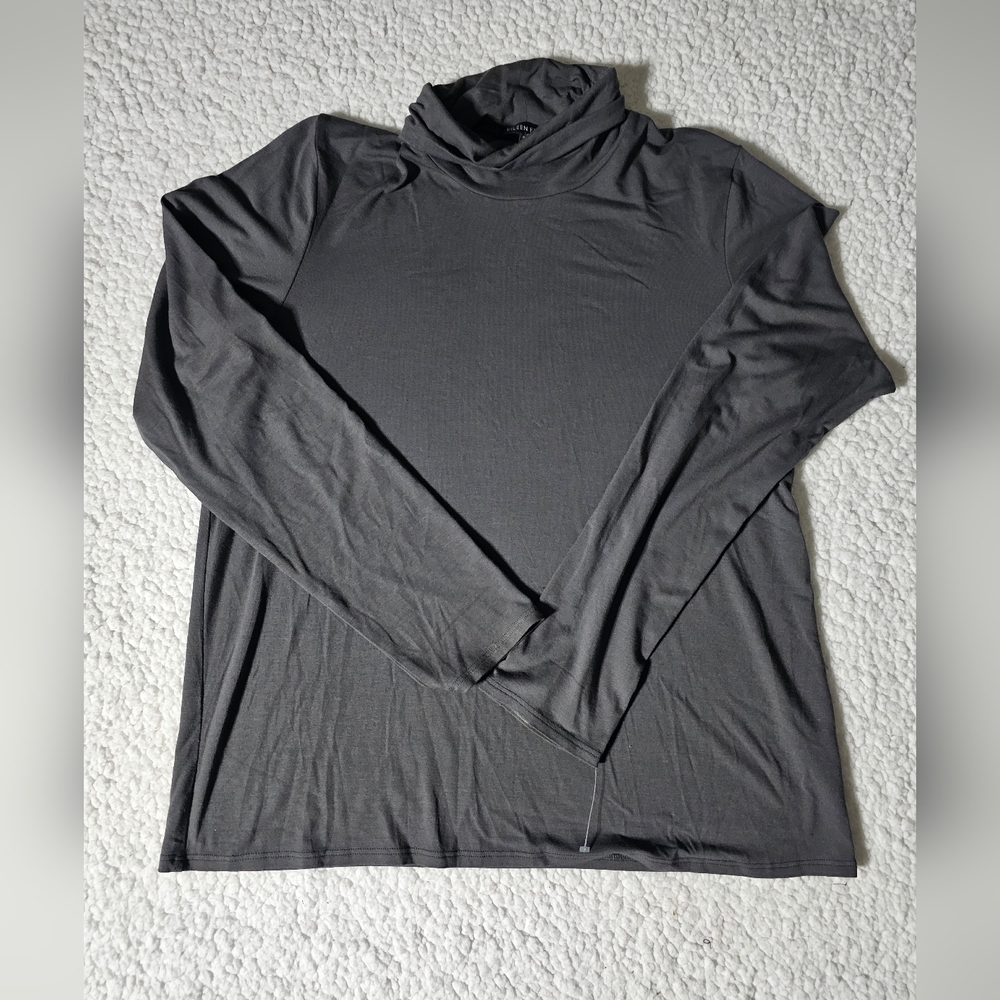 Eileen Fisher Stretch Knit Jersey Scrunch  Turtleneck M Viscose Long Sleeve